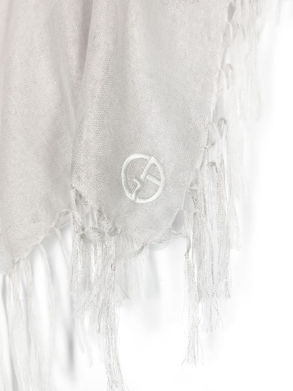 embroidered-logo frayed scarf - 2