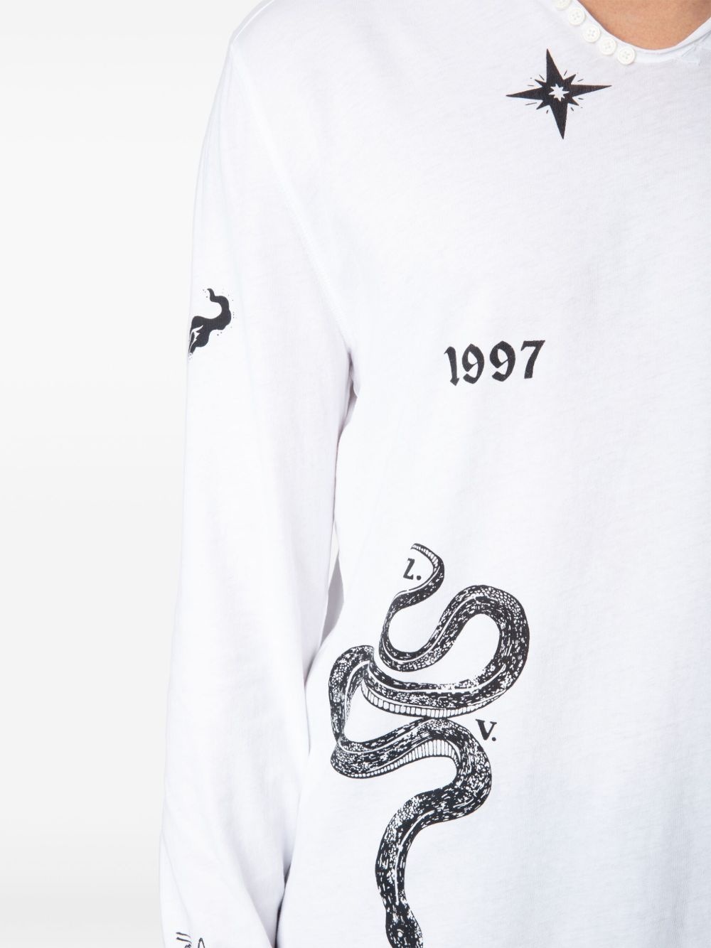 tattoo-print long-sleeve T-shirt - 7