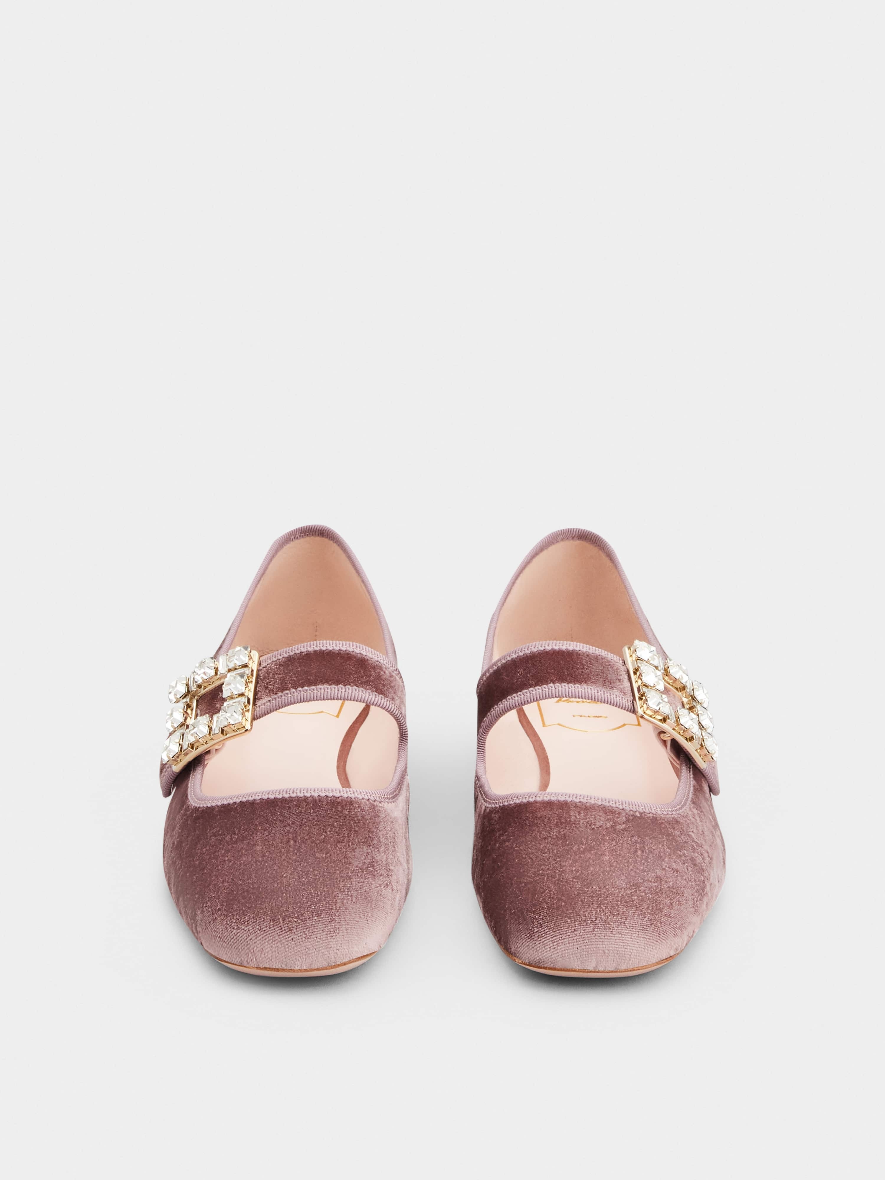 Très Vivier Strass Buckle Babies Ballerinas in Velvet - 7