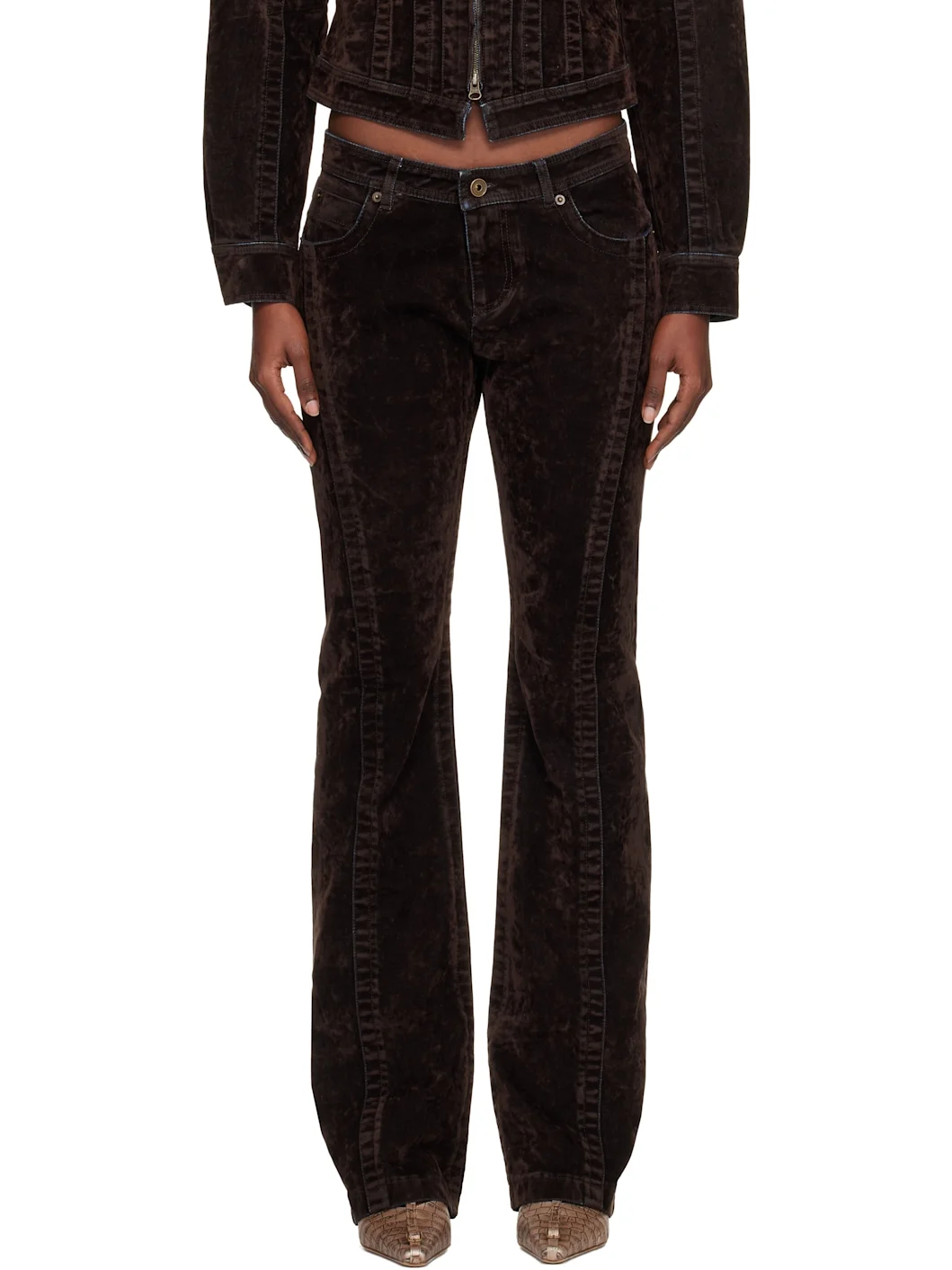 Brown Flock Jeans - 1