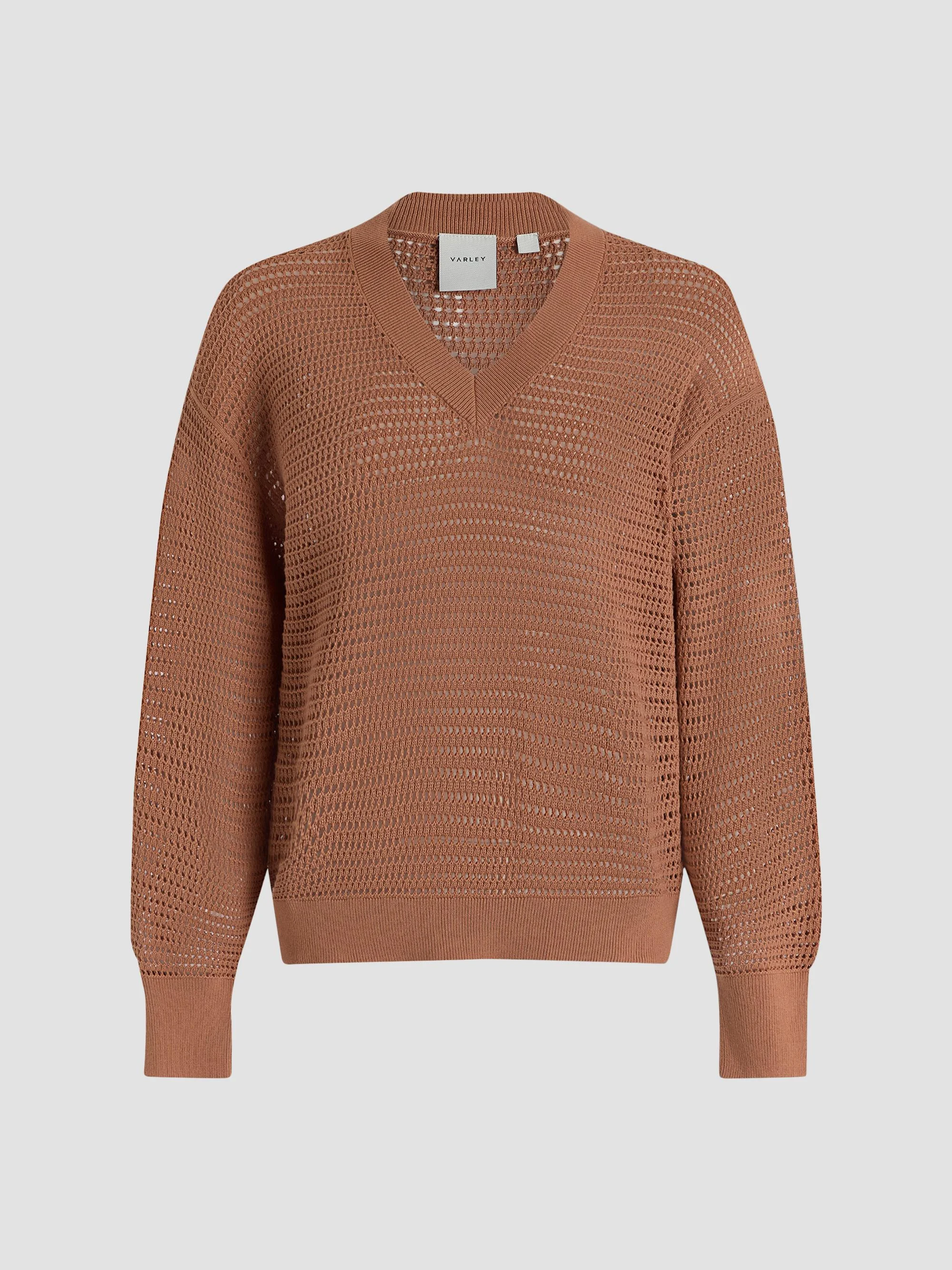 Women's Gaia Open-Knit Cotton Sweater - Camel - 1