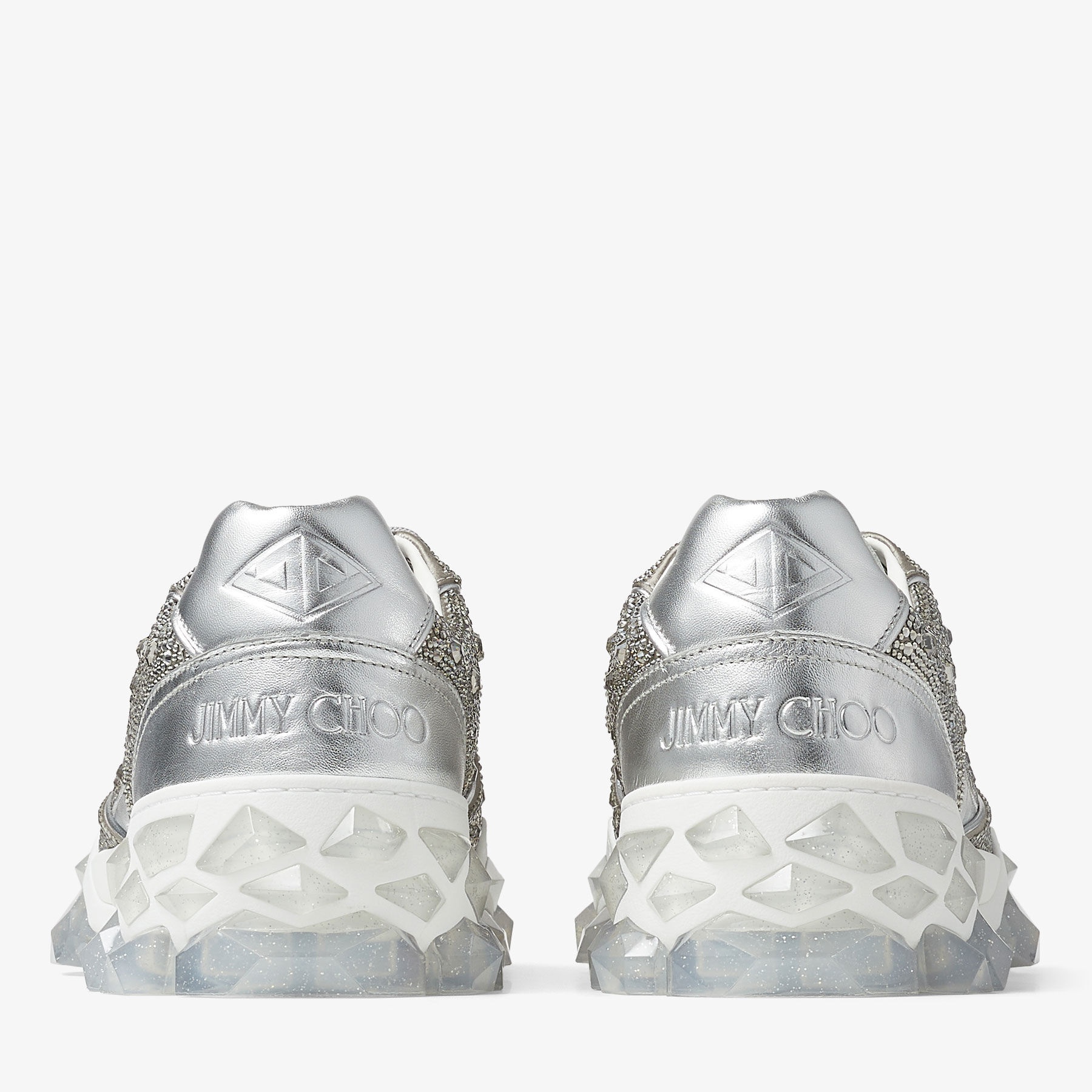 Diamond X Strap/M
Silver Satin Low Top Trainers with Crystal Embellishment and Crystal Strap - 7