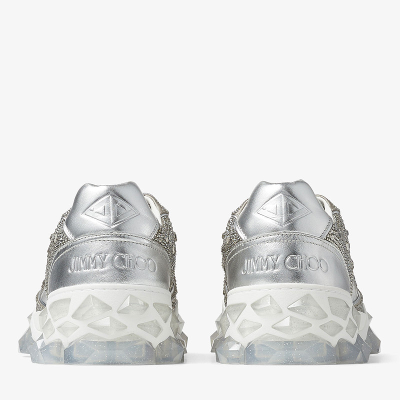 Diamond X Strap/M
Silver Satin Low Top Trainers with Crystal Embellishment and Crystal Strap 7