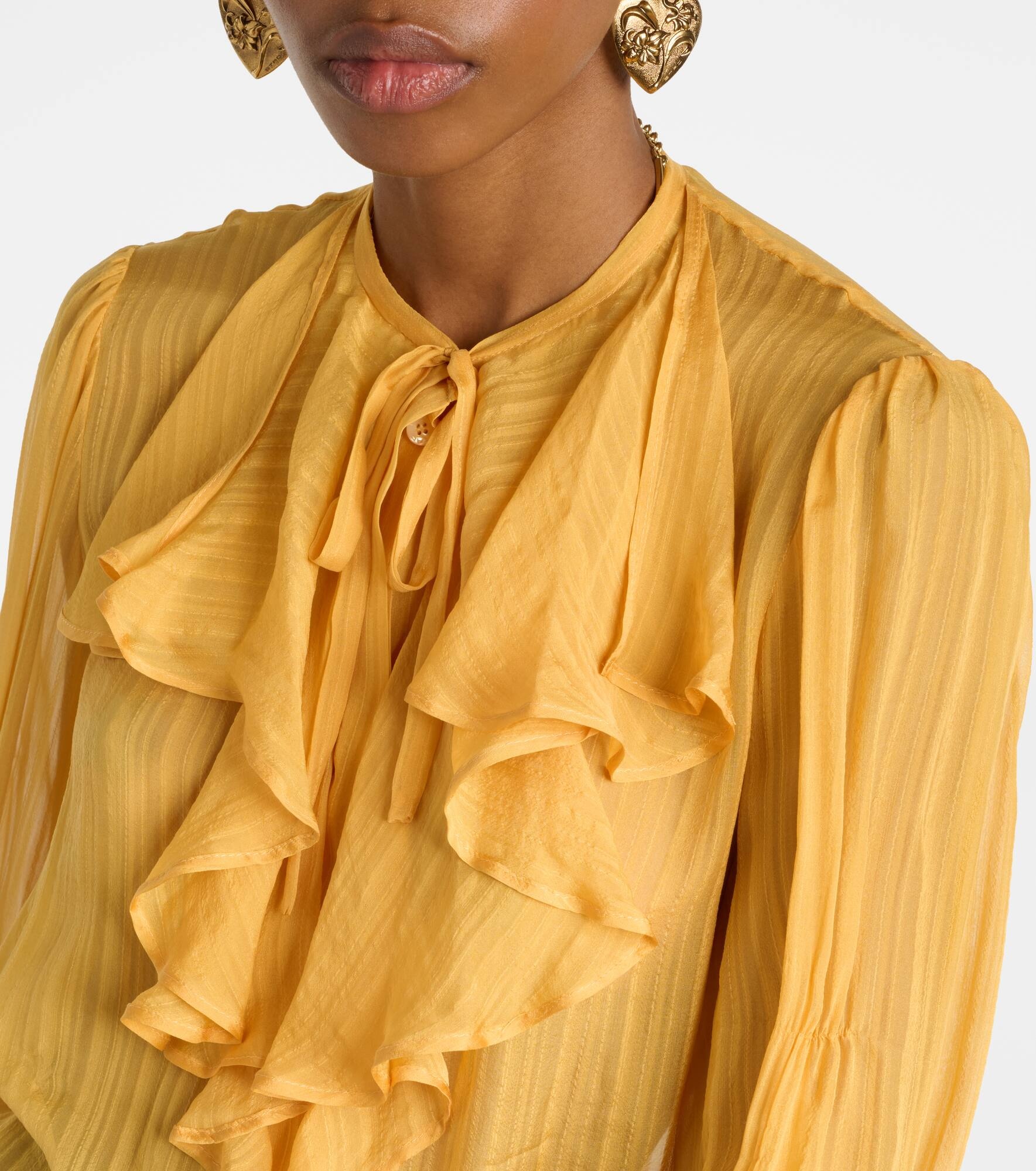 Ruffled silk blouse - 4