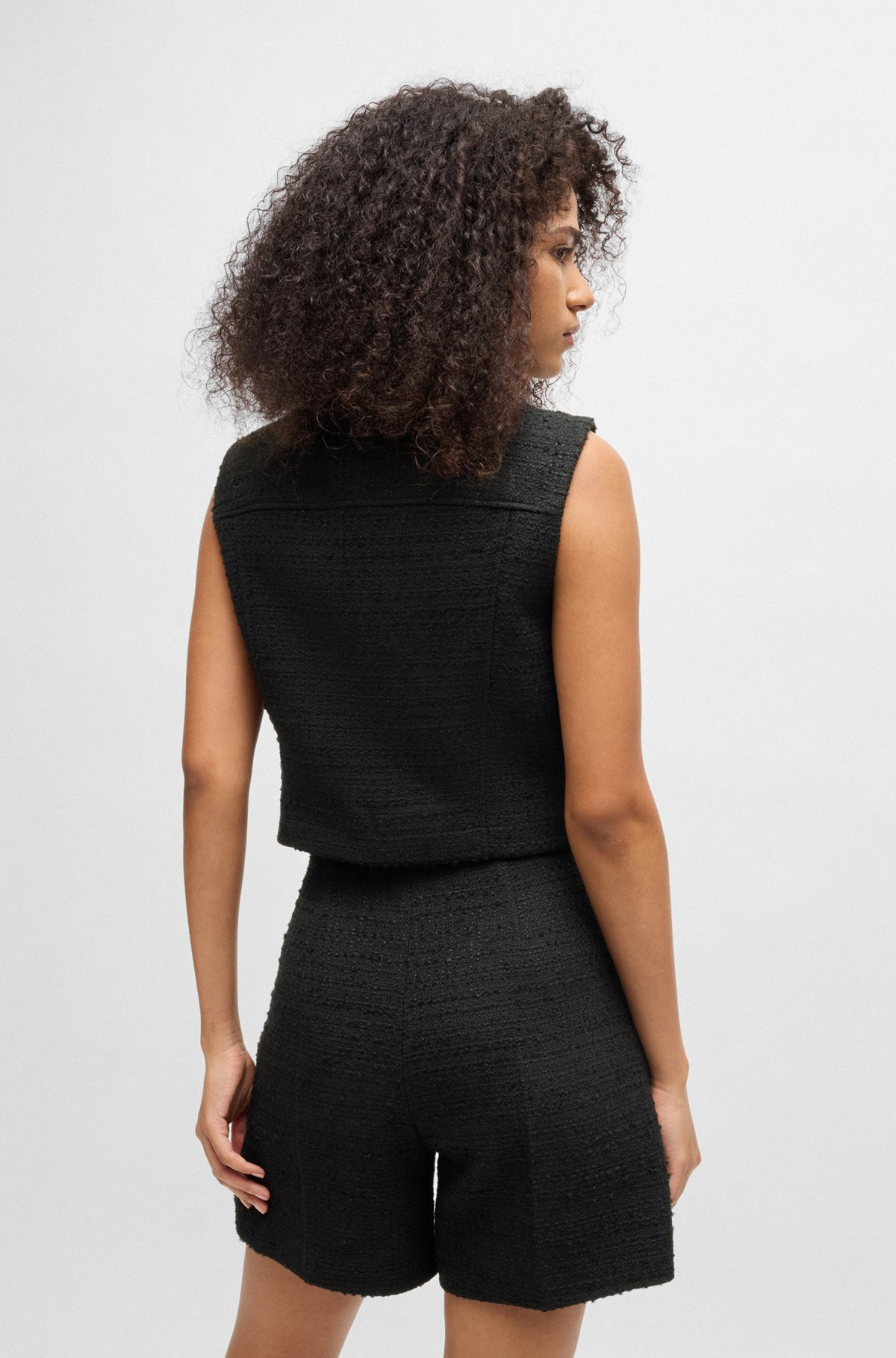 REGULAR-FIT WAISTCOAT IN BOUCLÉ FABRIC - 4