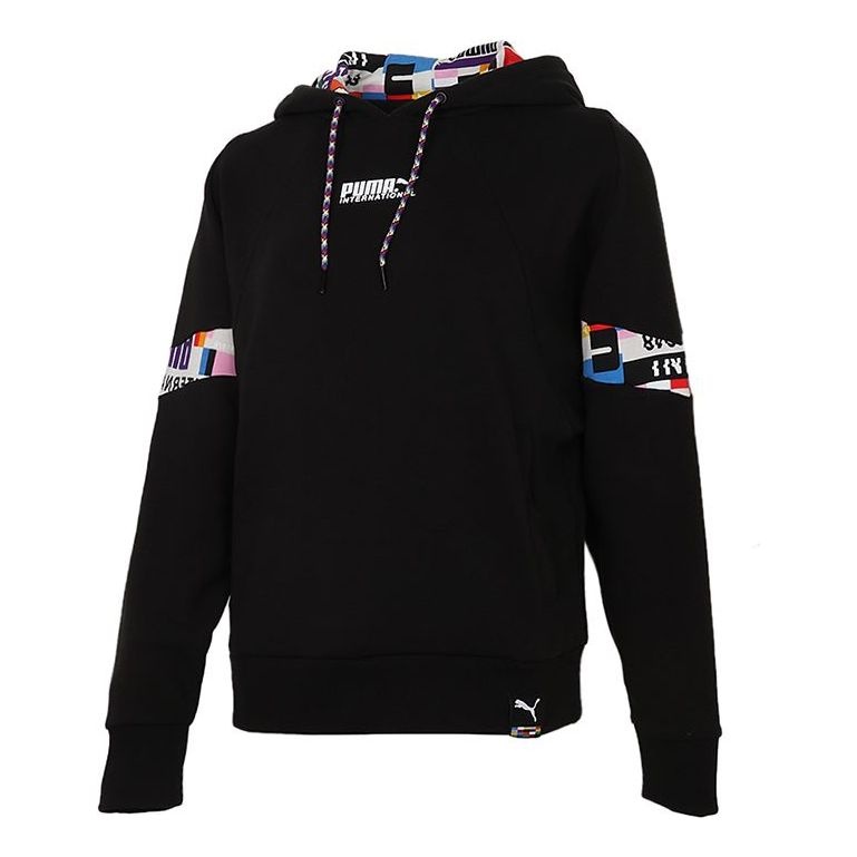 (WMNS) PUMA International Hoodie 'Black White' 531351-01 - 1