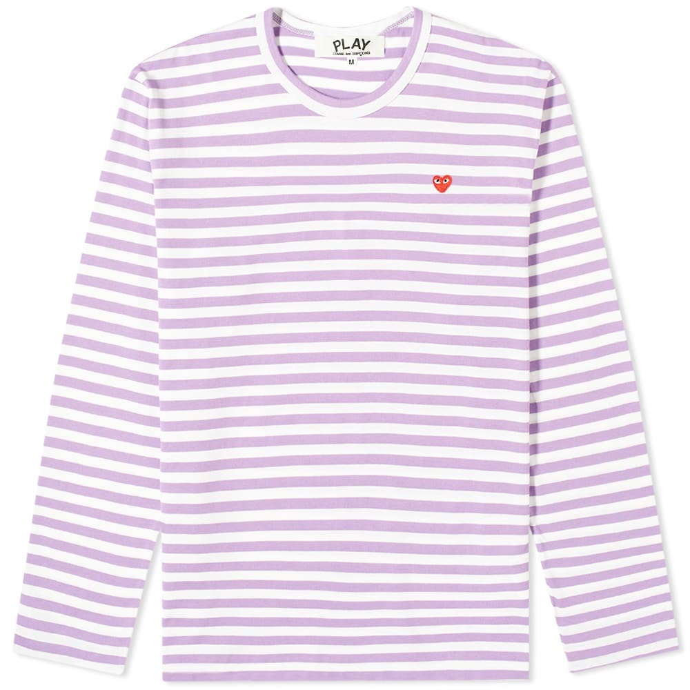 Comme des Garcons Play Little Red Heart Long Sleeve Stripe Tee - 1