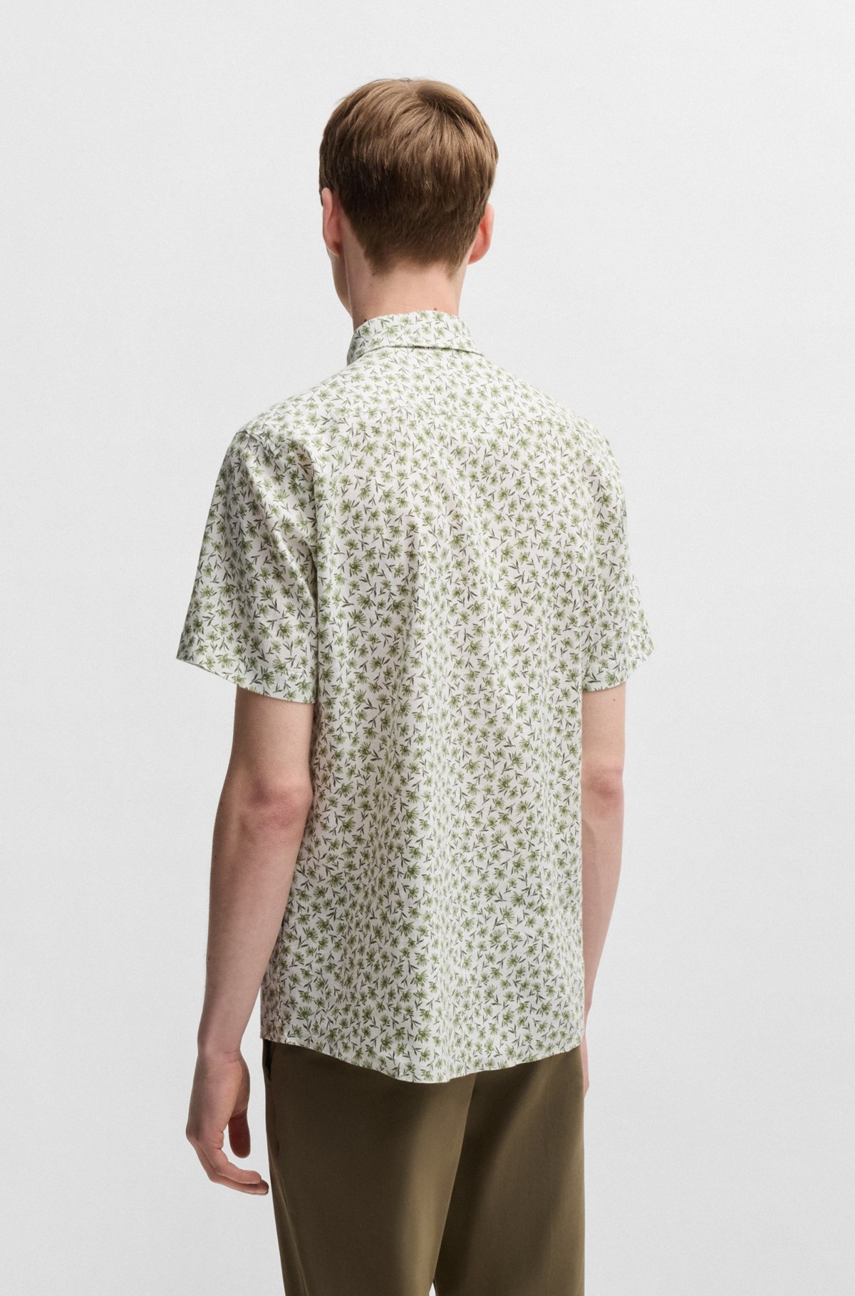 SLIM-FIT SHIRT IN FLORAL-PRINT STRETCH LINEN - 5