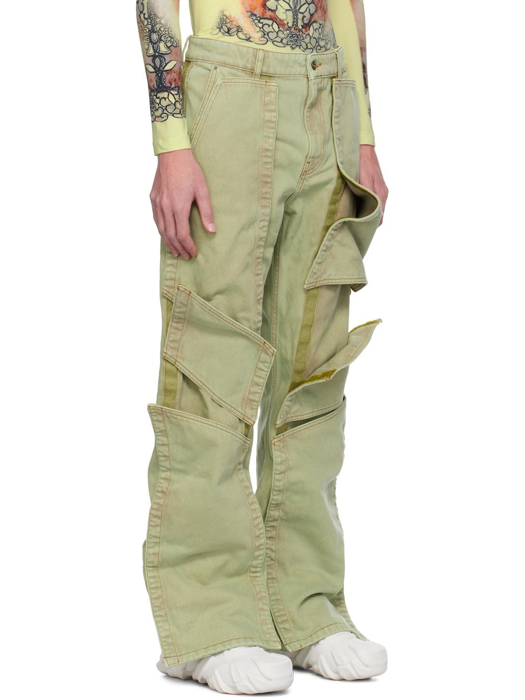 Green Velcro Multi Panel Jeans - 2