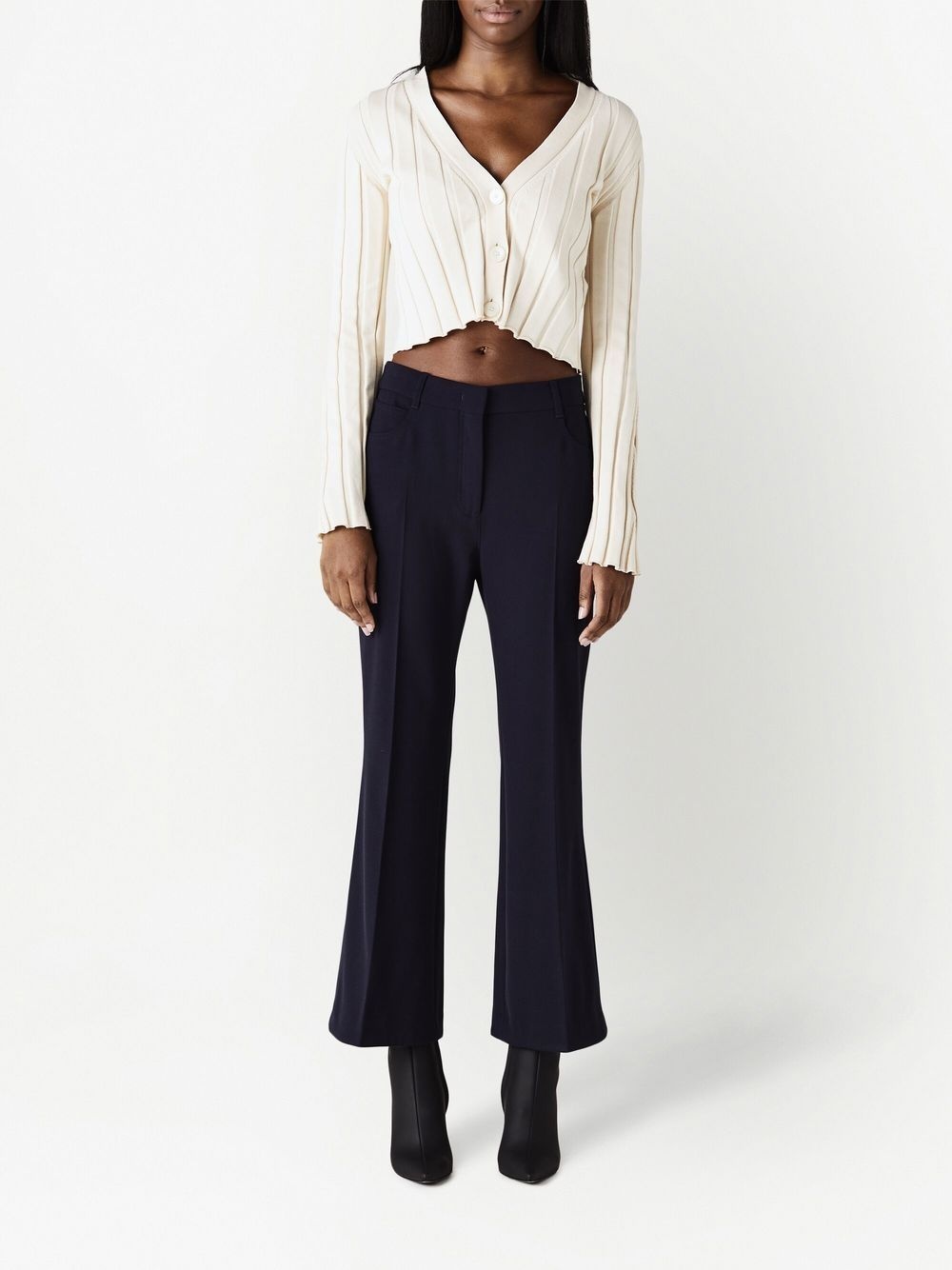 ribbed-knit cropped cardigan - 2