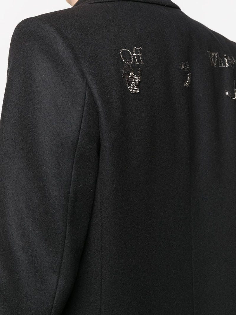 logo embellished single-breasted coat 5