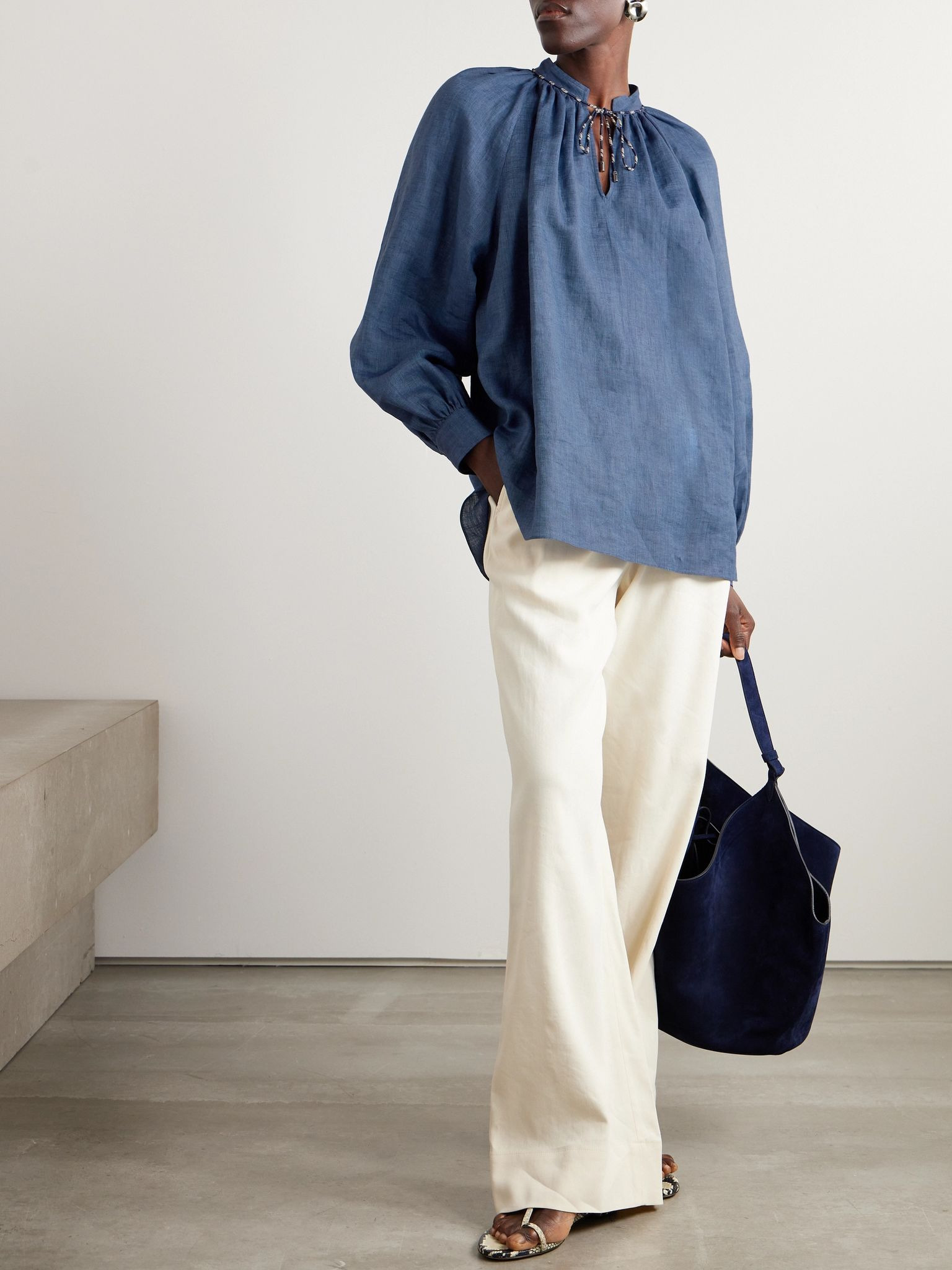 Linen-chambray blouse Blue - 2