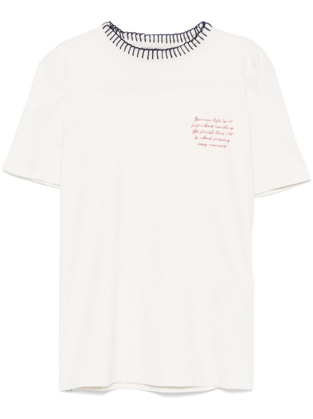 text-embroidered T-shirt - 1