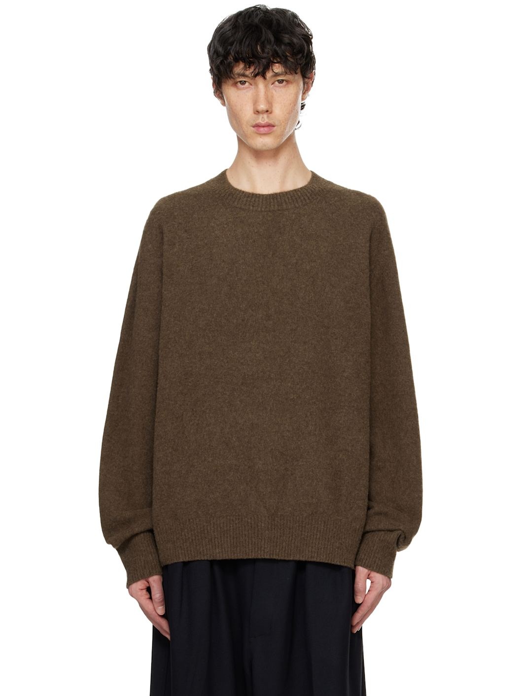 RAINMAKER KYOTO Brown Oneside Raglan Sleeve Crew Neck