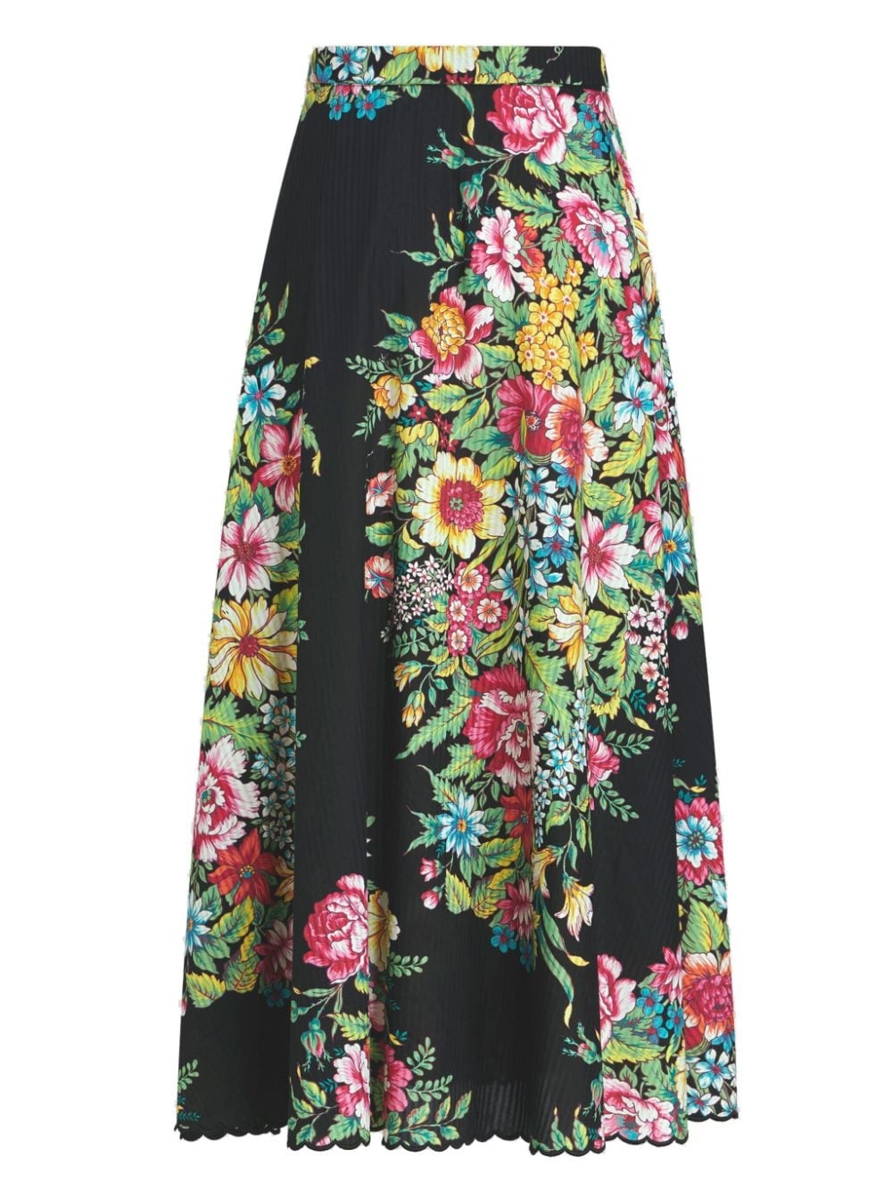 floral-print cotton-blend midi skirt - 7