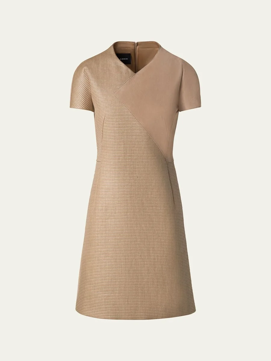 Suede & Raffia-Blend Mini Dress - 1