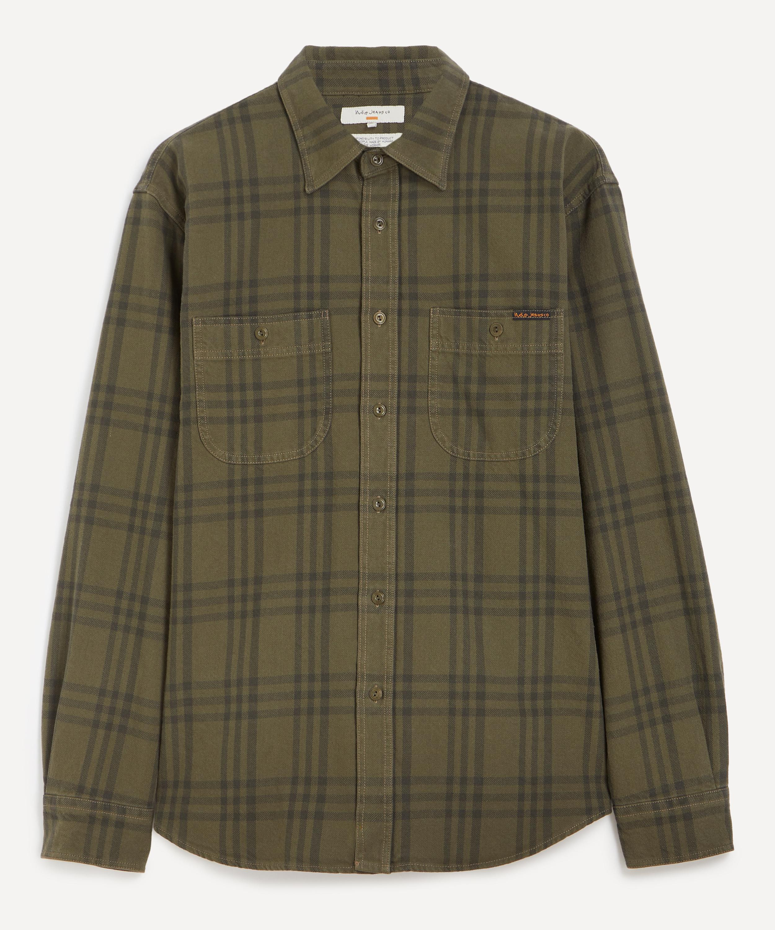 Julian Worker Olive Check Shirt - 1