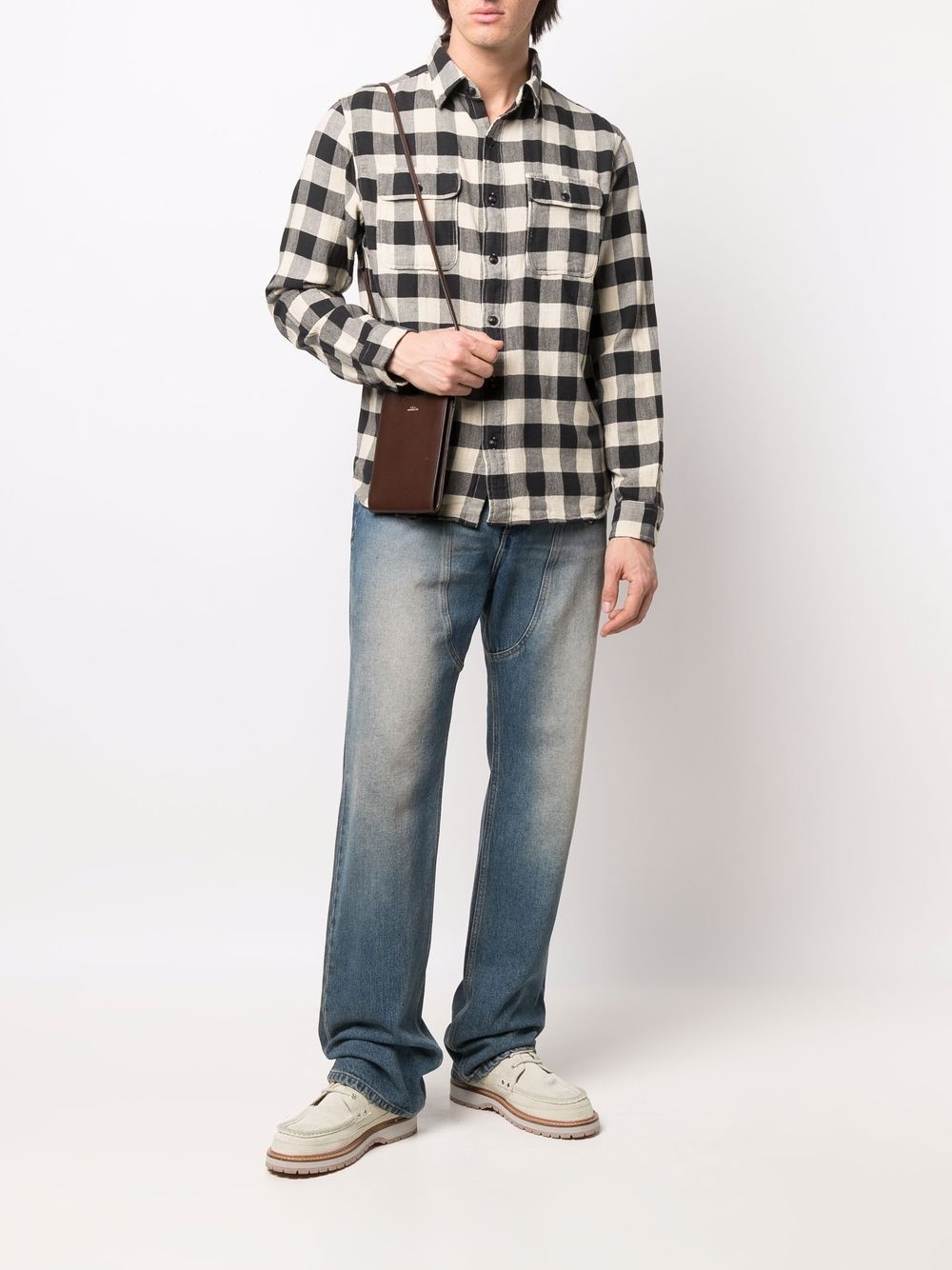 checked long-sleeved shirt - 2