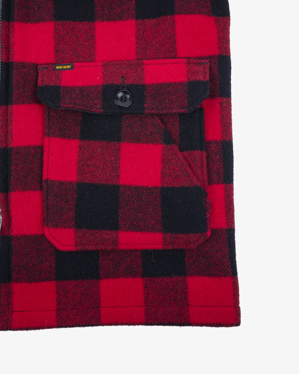 IHW-19-RED Wool Buffalo Check Hunting Jacket - Red - 17