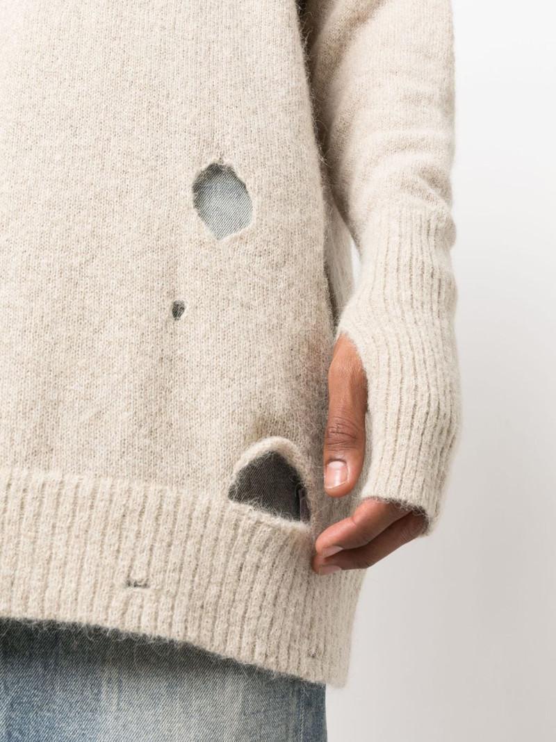 distressed-effect knitted jumper 5