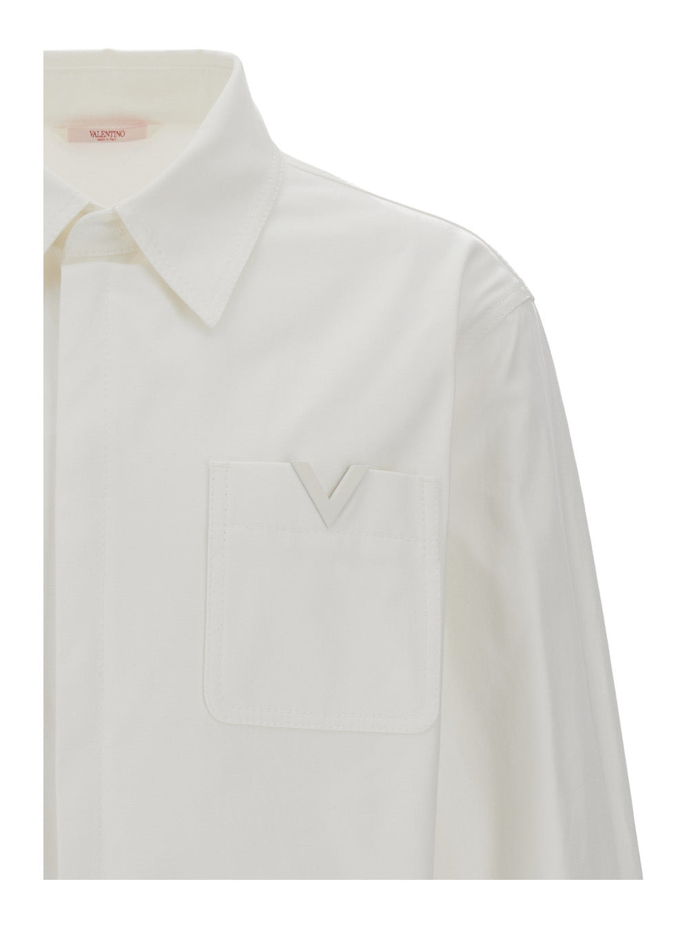 Valentino Men White V Logo Detail Jacket-Shirt In Cotton Blend Man - 3