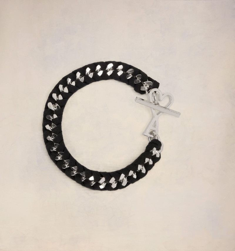 AMI Paris Ami De Coeur Braided Chain Bracelet outlook