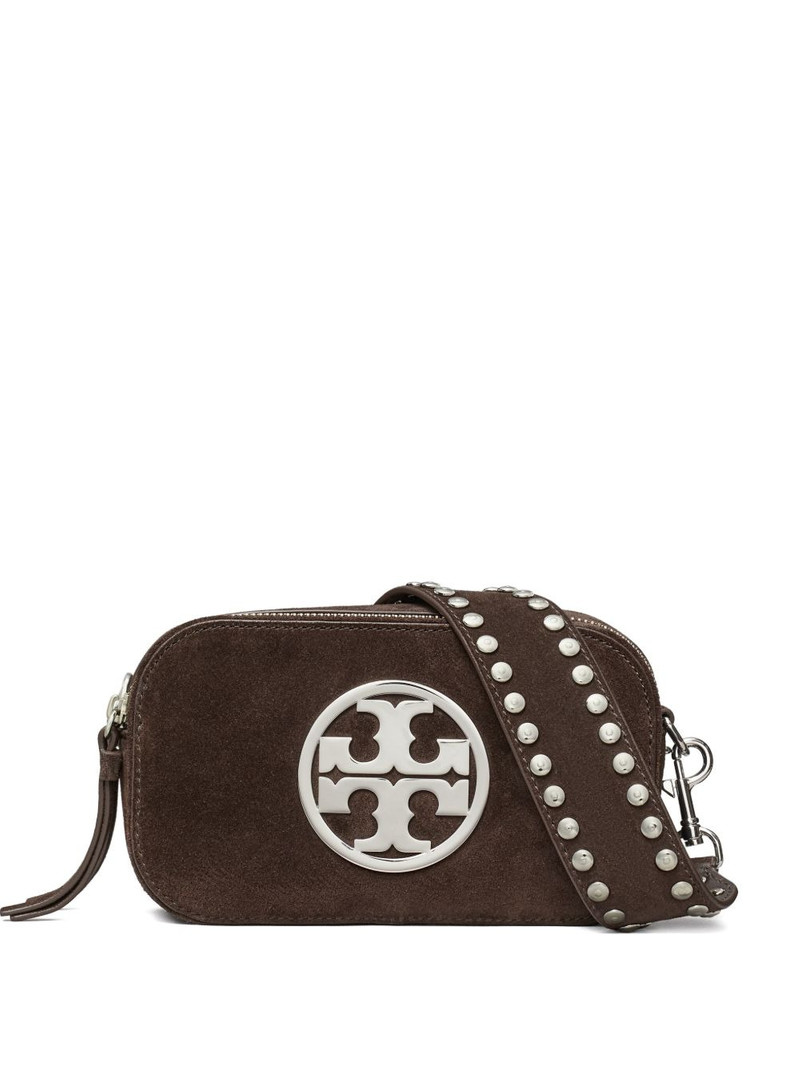 mini Miller logo-studded suede crossbody bag 1