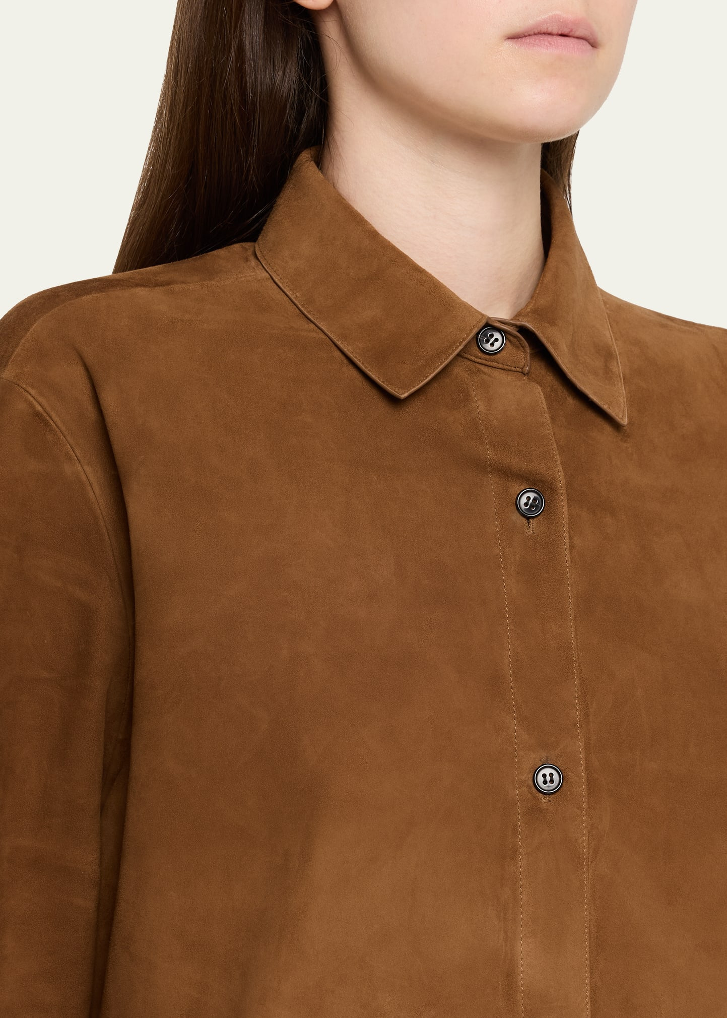 Long-Sleeve Suede Menswear Shirt - 5