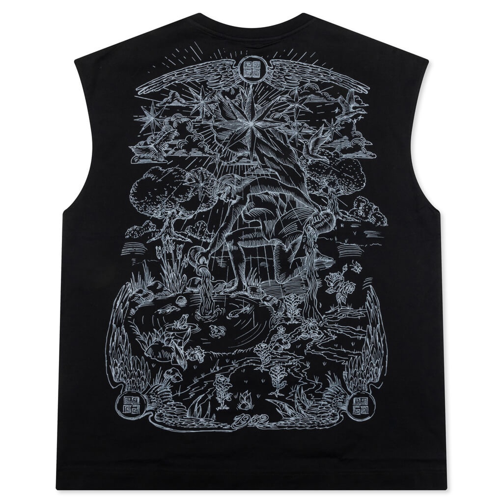 TAROT PRINT COTTON TANK TOP- BLACK - 2