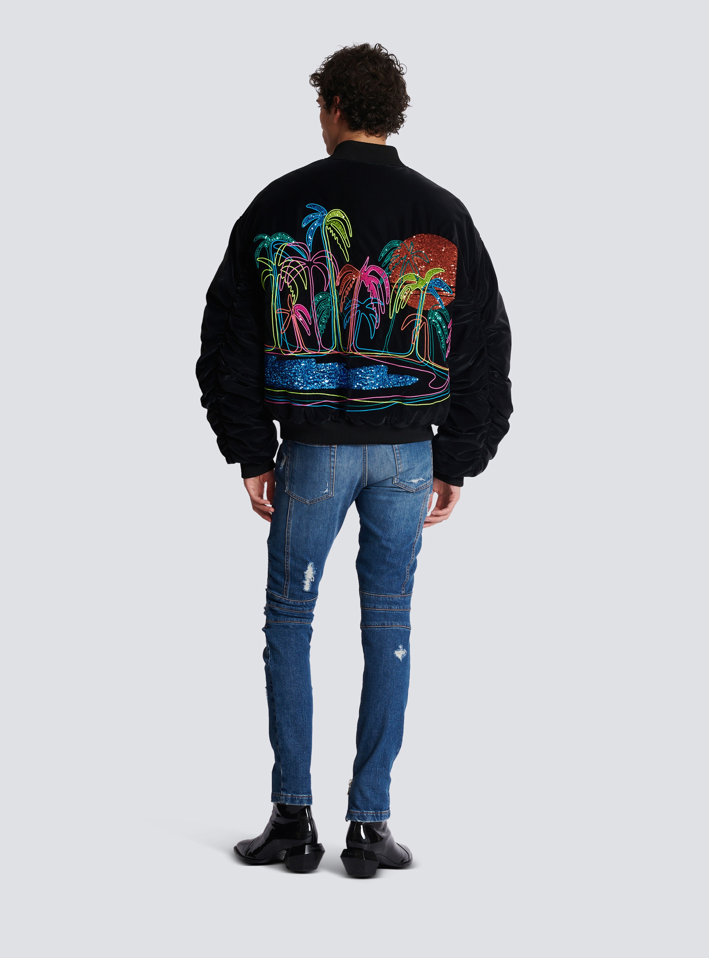 Bomber jacket with palm tree embroidery - 4