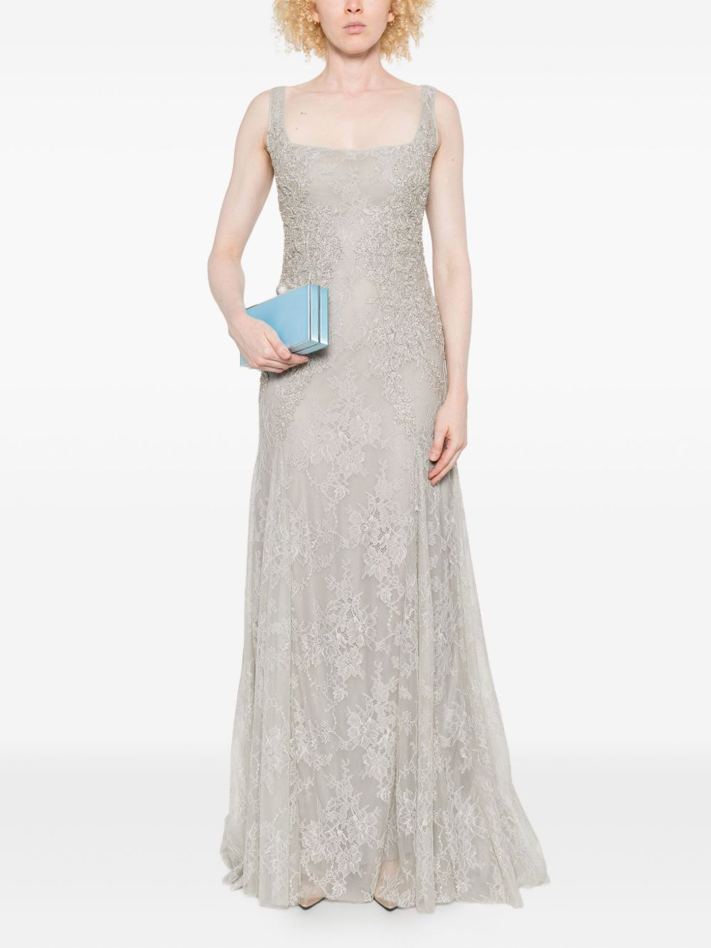 lace-embellished sleeveless maxi dress - 2