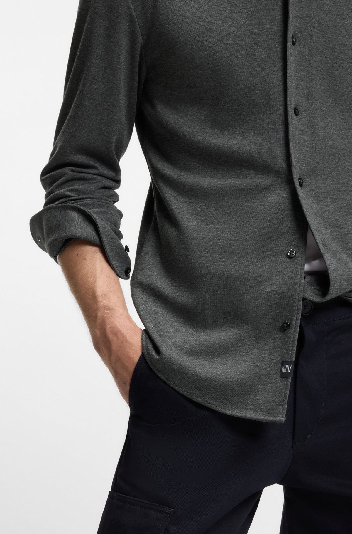 BECKHAM X BOSS SLIM-FIT SHIRT IN COTTON JERSEY - 6
