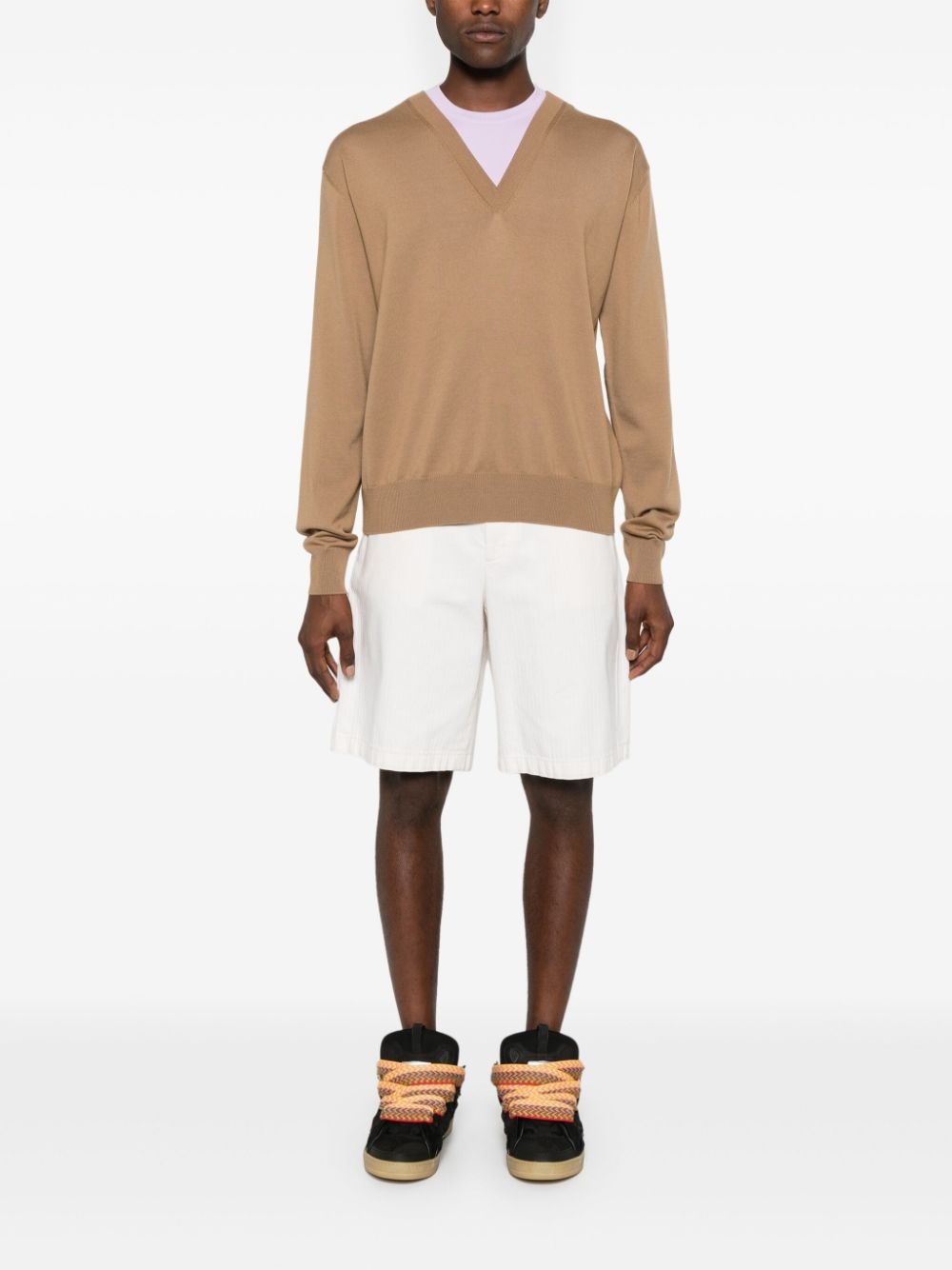 layered V-neck jumper - 2