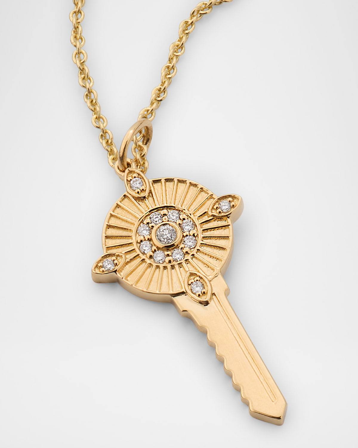 14K Yellow Gold Medium Tiffany Chain Necklace with Protection Key Charm - 3