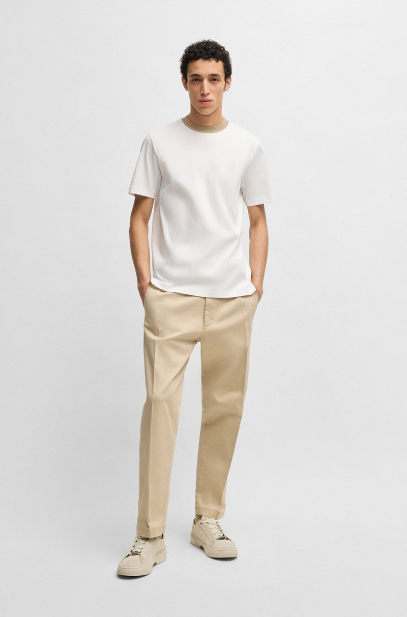 BOSS MERCERIZED-COTTON SLIM-FIT T-SHIRT WITH COLLAR STRIPE outlook