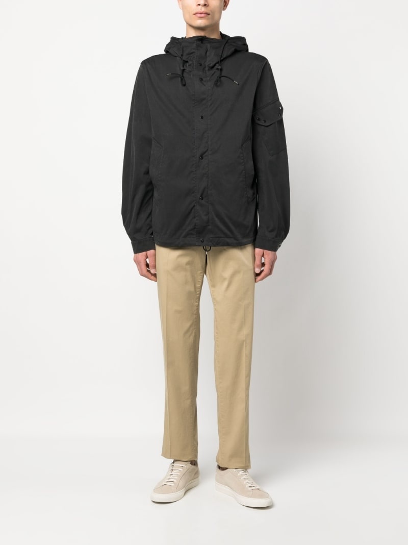cotton plain hooded jacket - 2