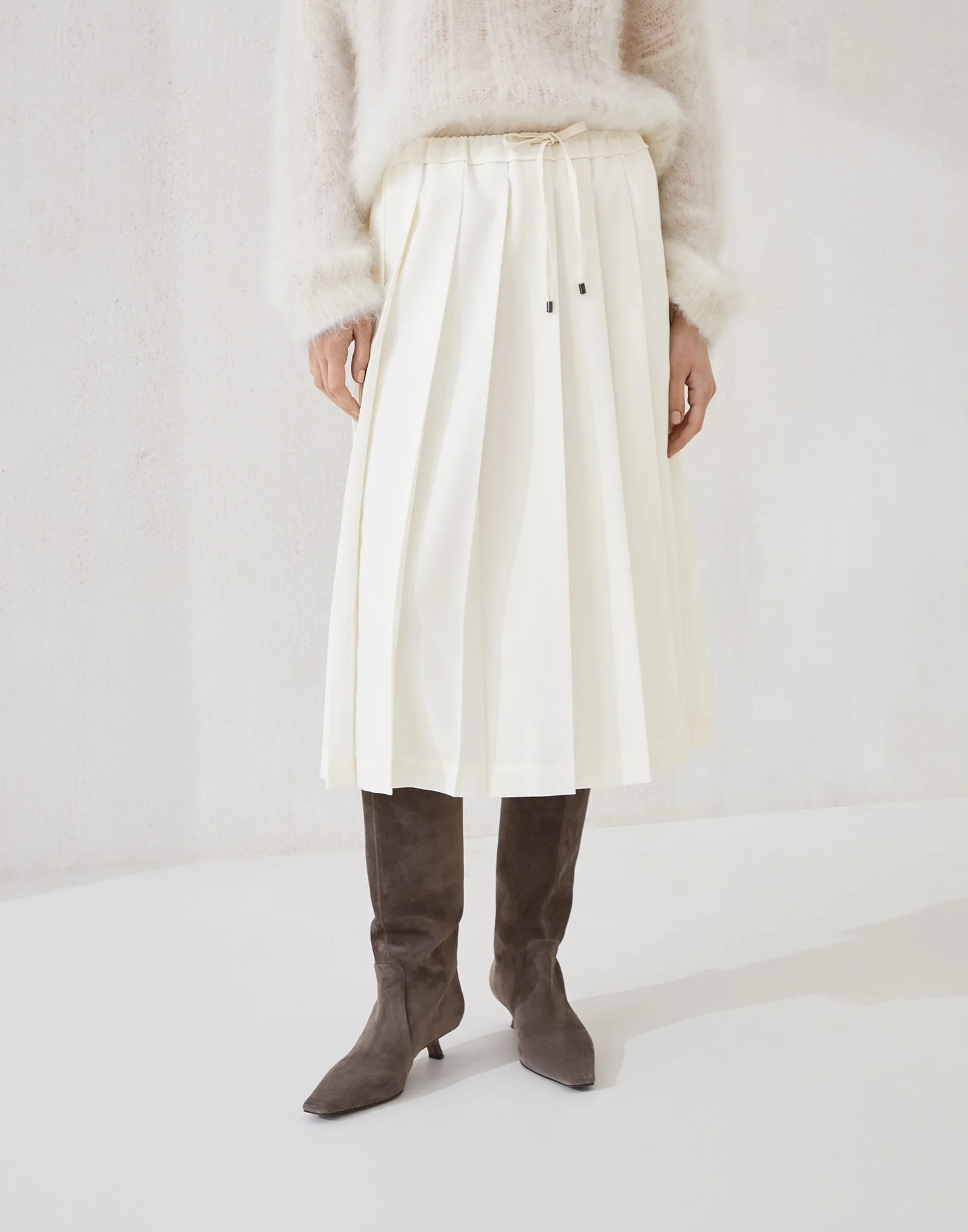 Techno virgin wool canvas pleated track skirt - 1