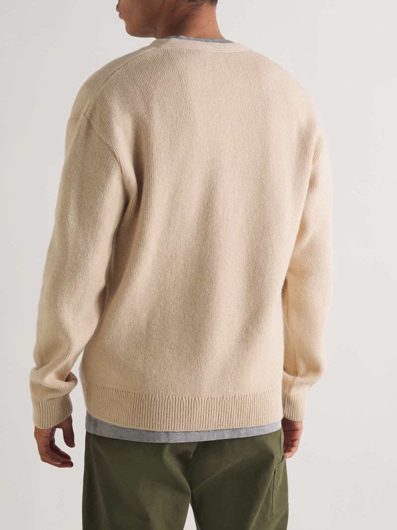 Logo-Appliquéd Ribbed Wool Cardigan 4