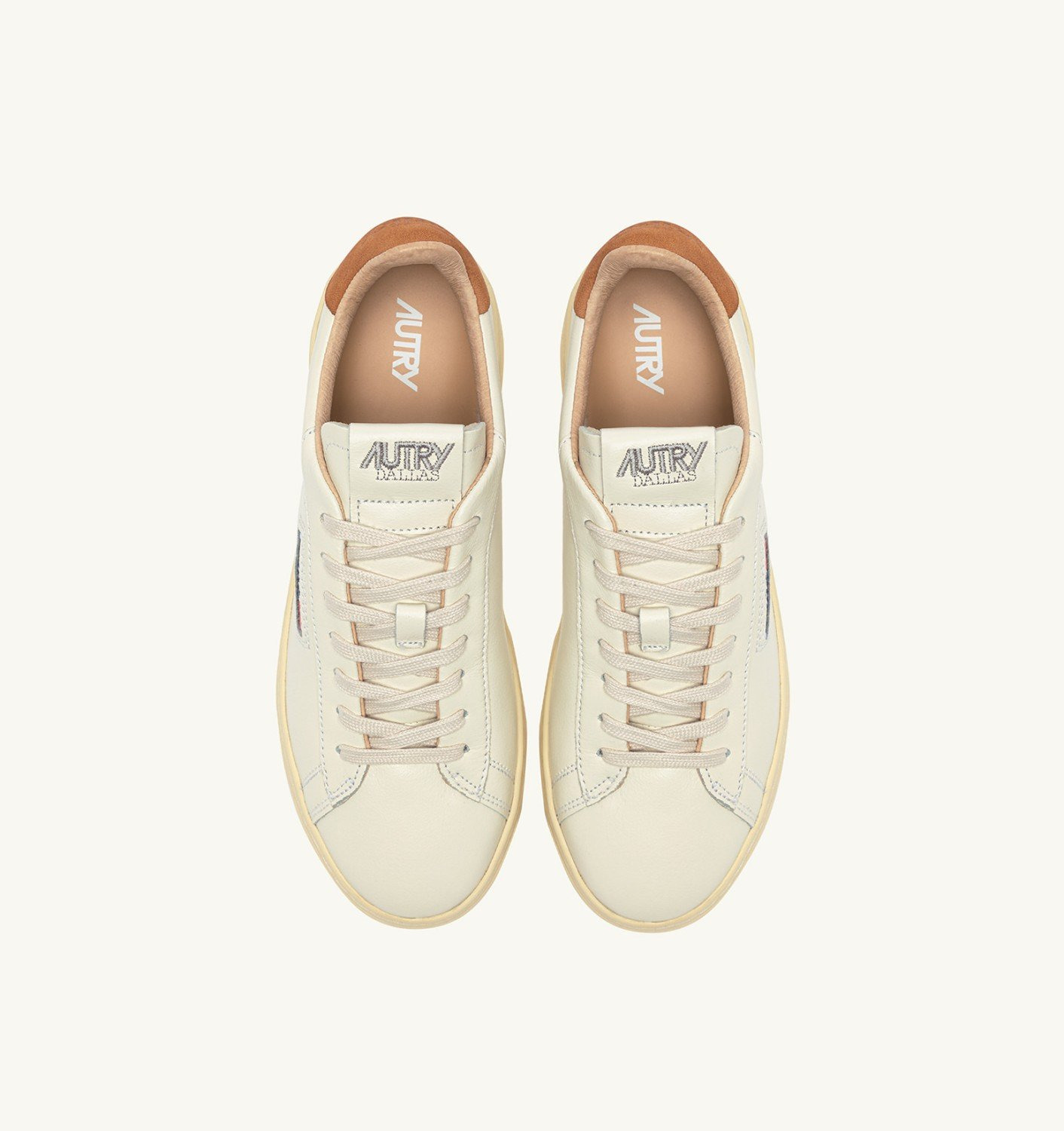 DALLAS LOW SNEAKERS IN MARSHMALLOW AND BROWN SUGAR LEATHER - 5