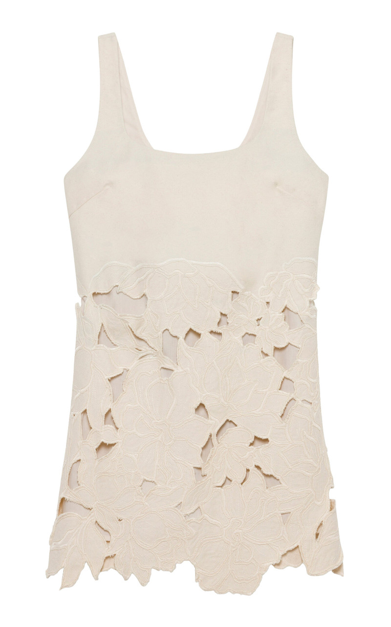 Ziva Embroidered Cotton Mini Dress ivory 1