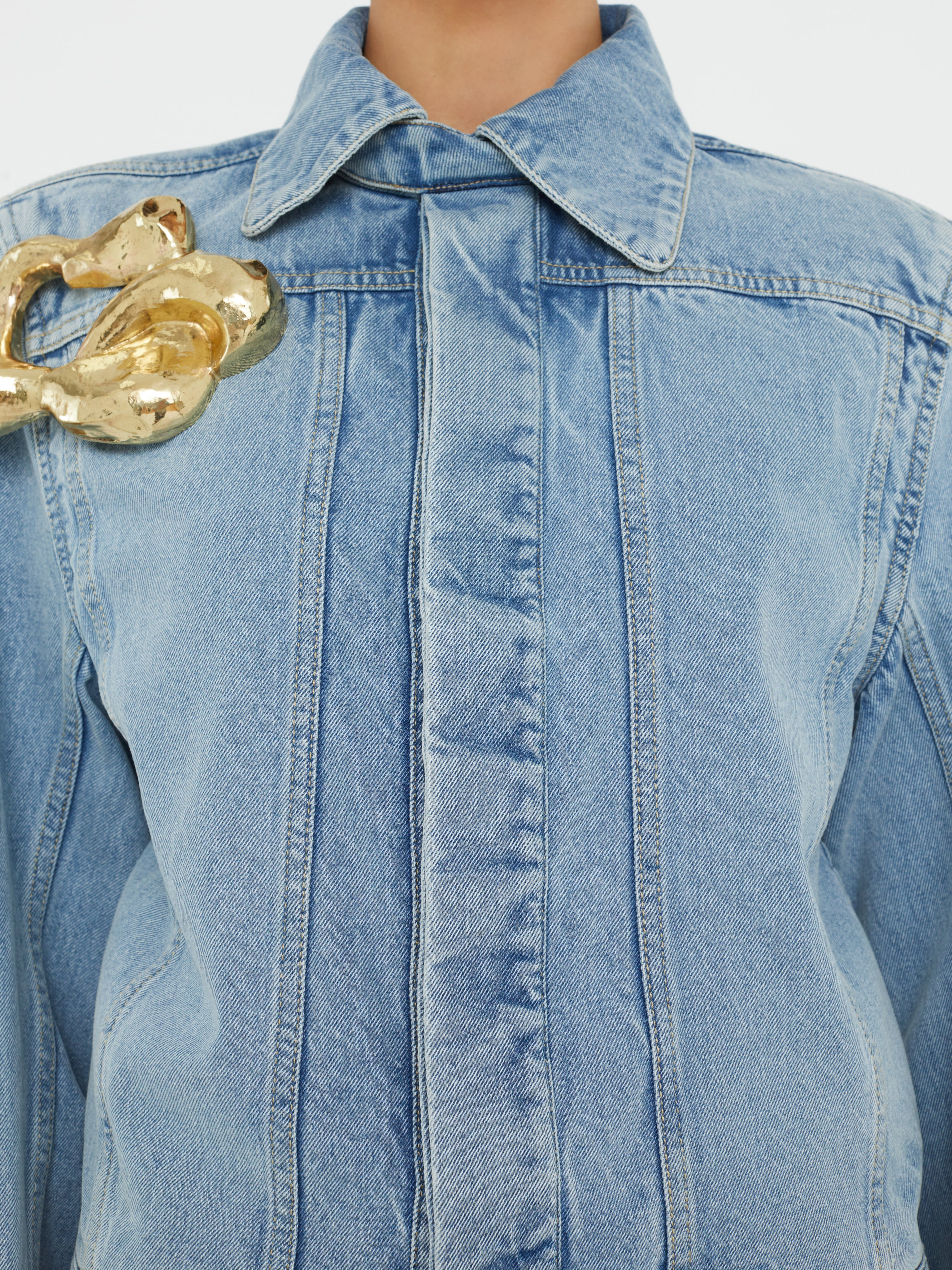 Sculptured Corsage Denim Jacket - 5