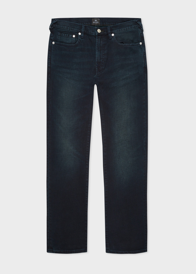 Slim-Standard Navy-Wash 'Crosshatch Stretch' Jeans 1