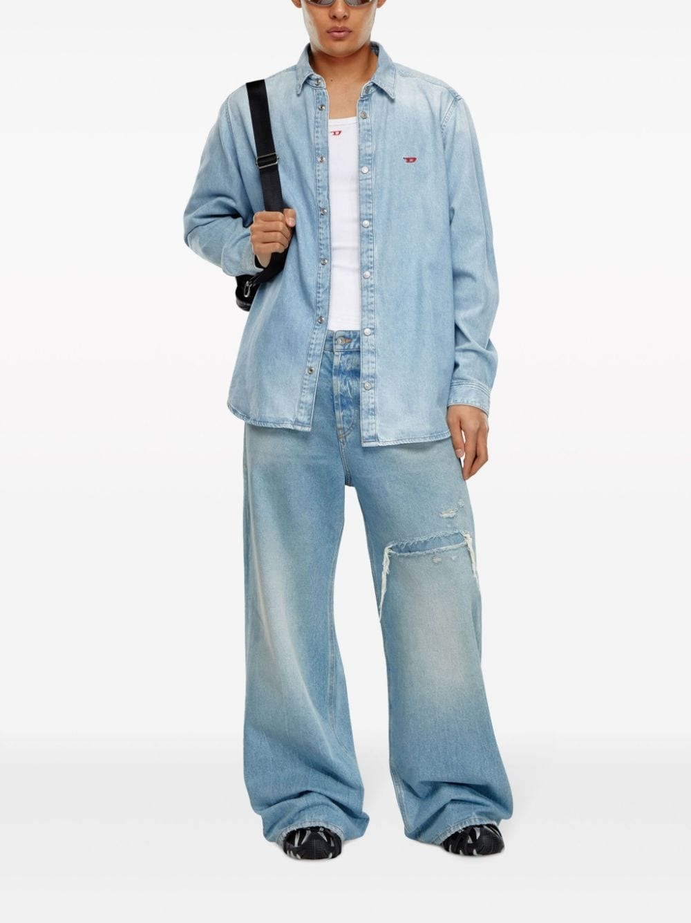 D-SIMPLY logo-embroidered denim shirt - 2