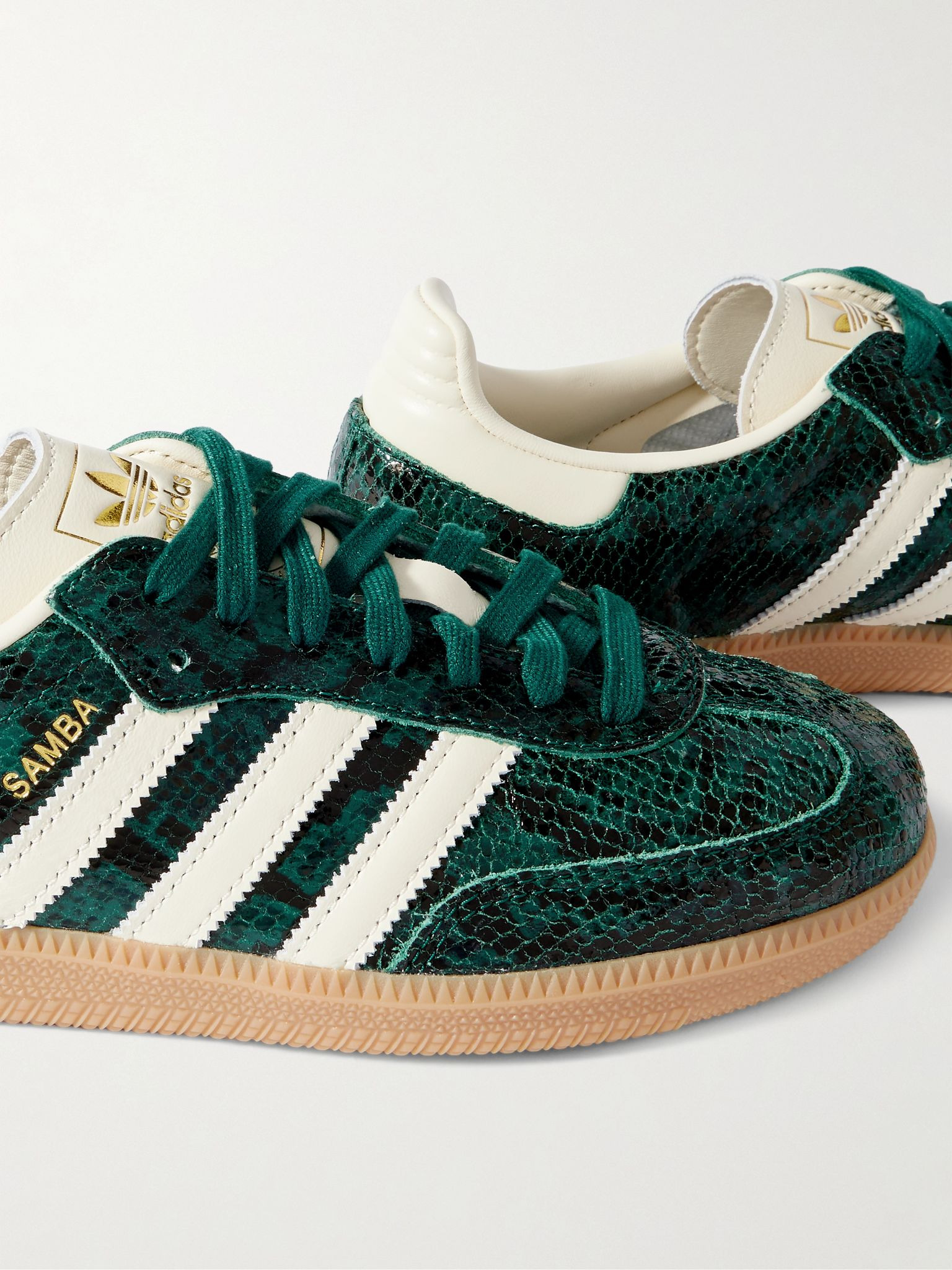 Samba OG Leather-Trimmed Snake-Effect Sneakers Green - 5