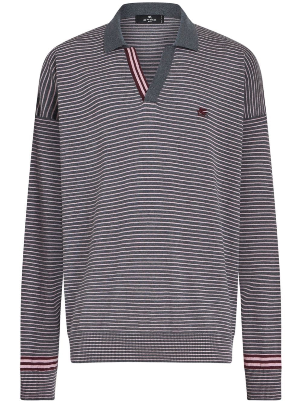 logo-embroidered striped polo shirt - 1