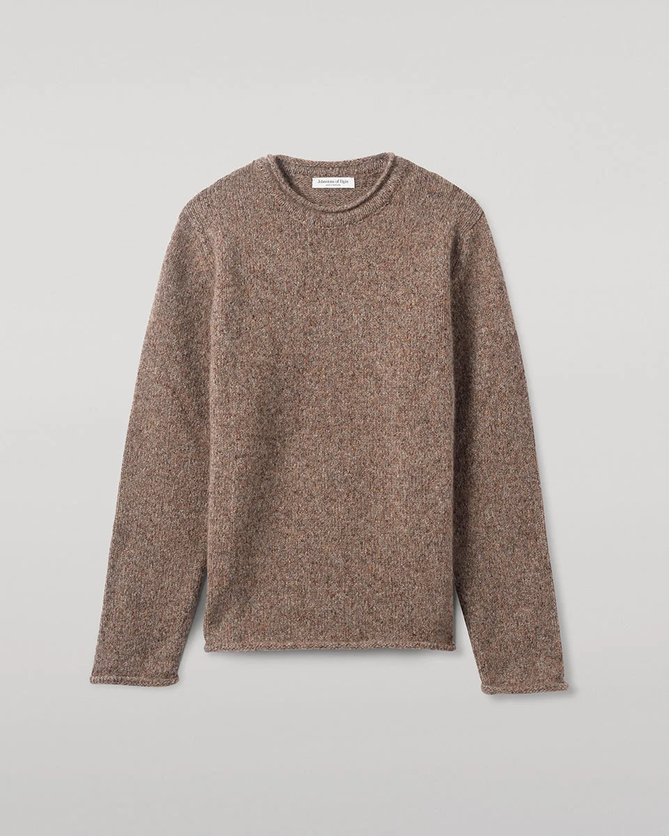 Brushed Cashmere Silk Brown Jumper - 1