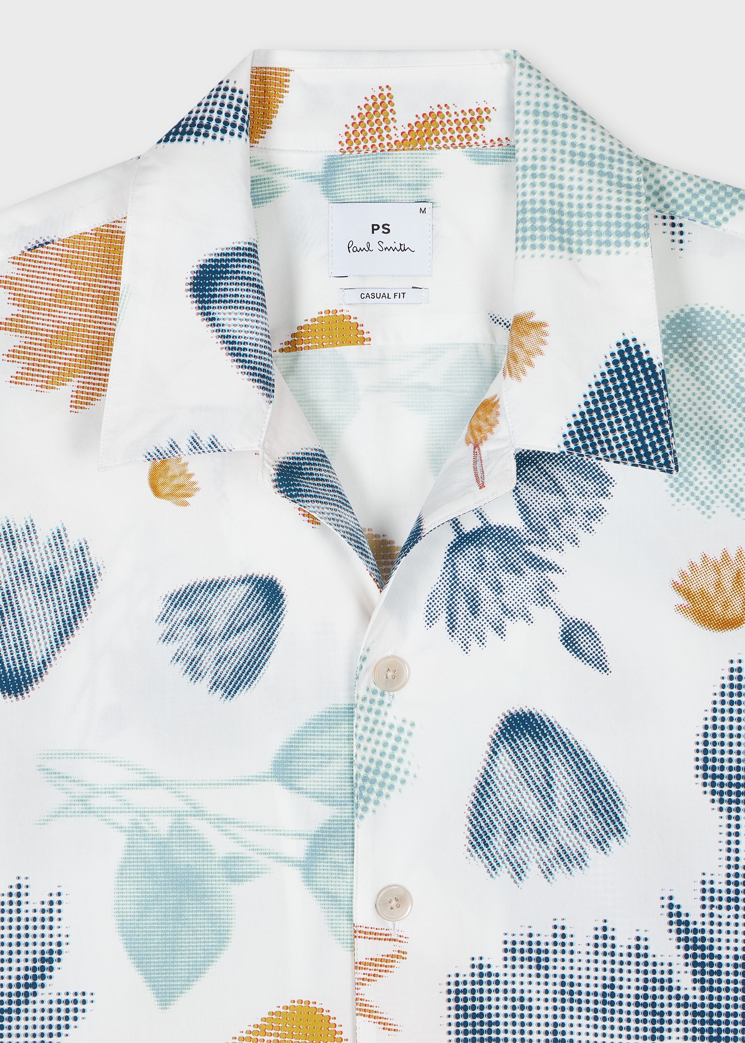White 'Half Tone Floral' Cotton Short-Sleeve Shirt - 2