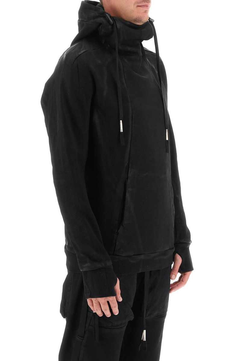 Twisted Hoodie In Coated Cotton 3