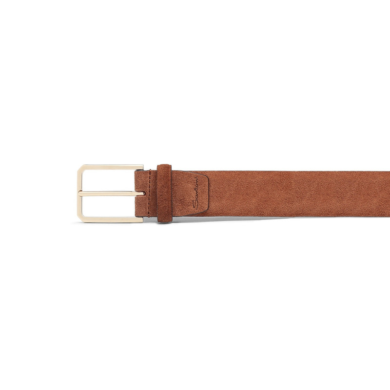 Santoni Men's brown suede adjustable belt outlook