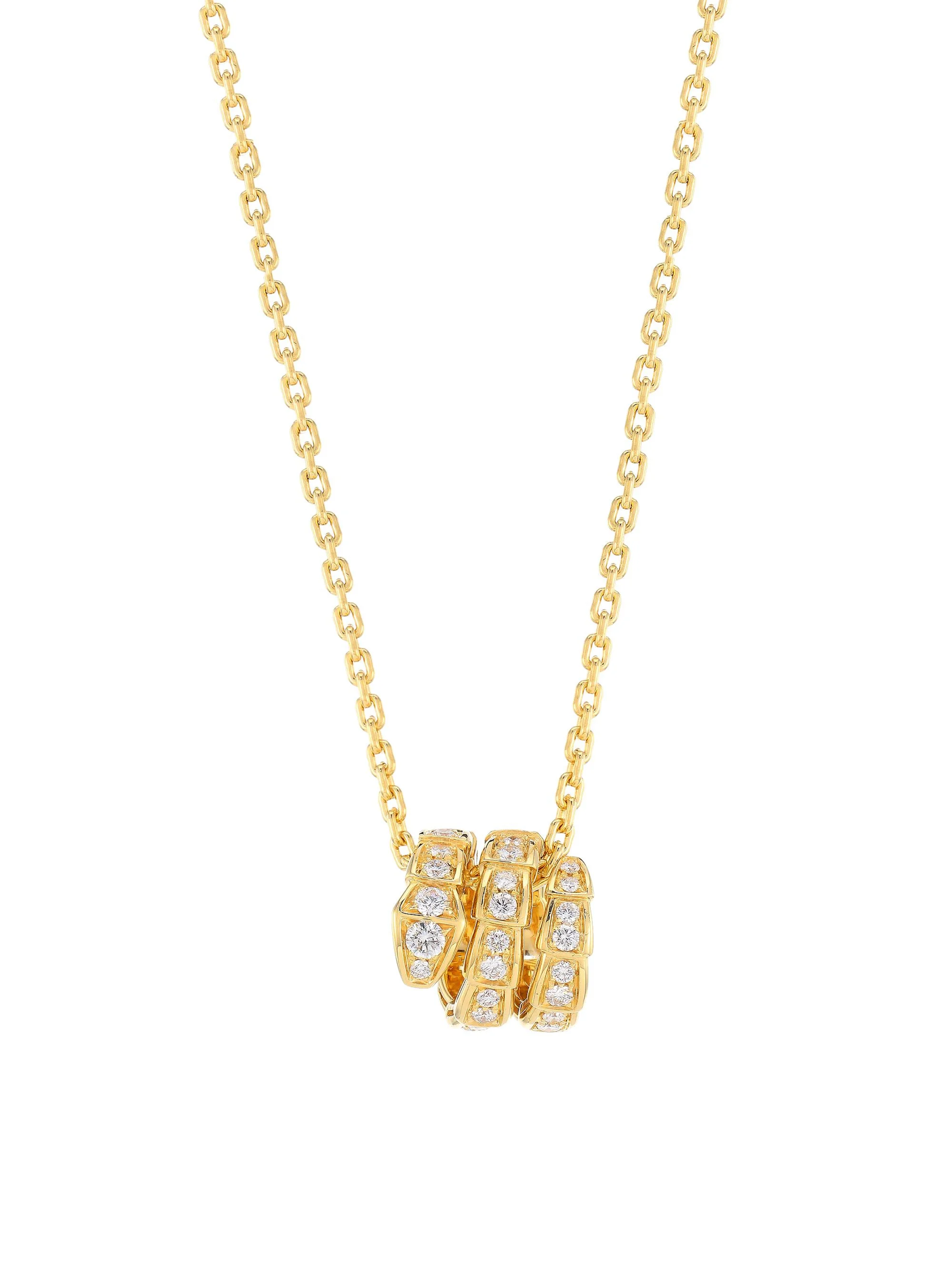 Women's Serpenti Viper 18K Rose Gold & Pavé Diamond Pendant Necklace - Pink Gold - 1